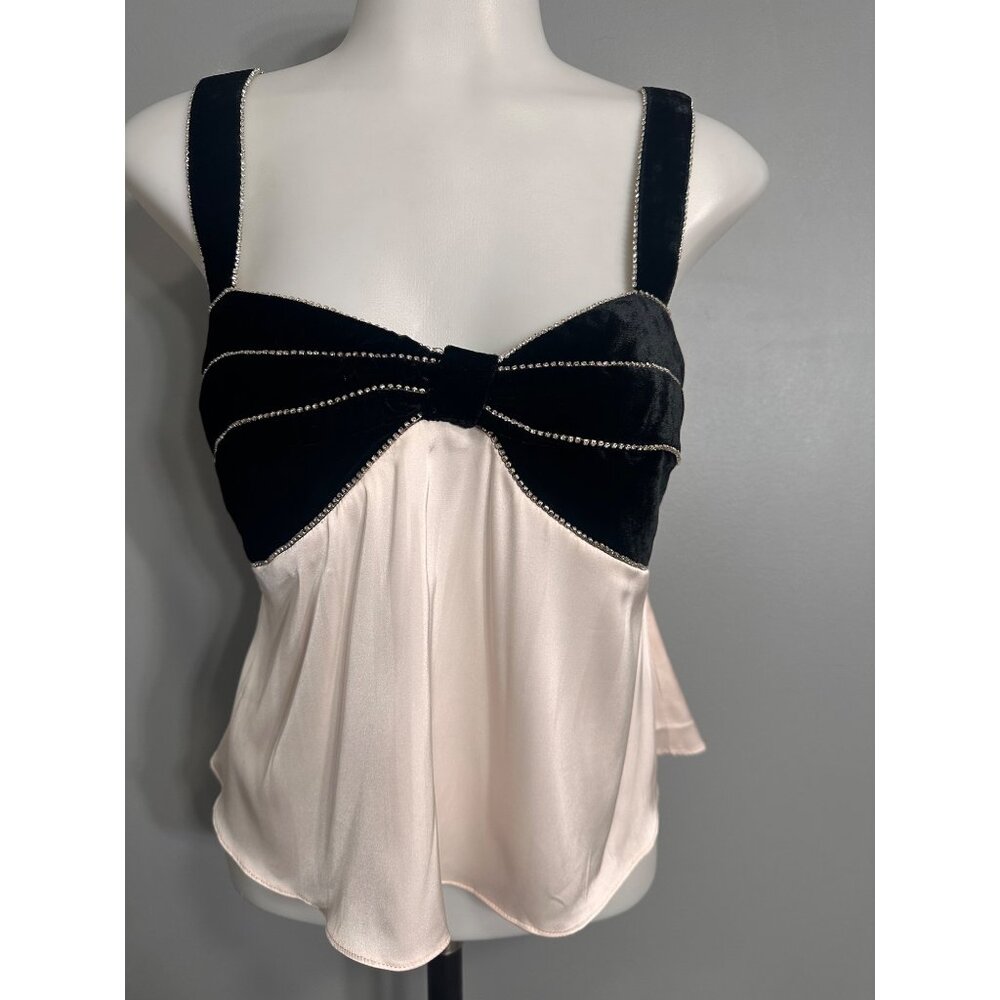 Stellah nyc rhinestone velvet bow camisole nwt Small